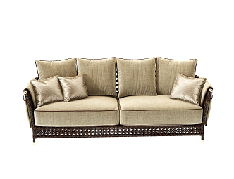 Modern Double Sofa Outdoor Rattan Sofa 3d model