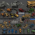 Various Utility Vehicles Including Excavators Dump Trucks Tractors And Cranes For Construction And Agricultural Use