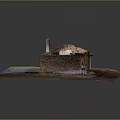 Detailed Ancient Architecture Model Featuring Weathered Stone Walls Stone Paving And Green Grass
