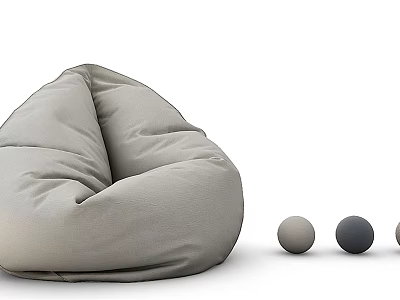 Comfortable Gray Bean Bag Chair With Decorative Balls In Neutral Tones 3d model