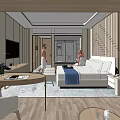 Modern Hotel Guest Room Interior Design With King Bed And Wooden Furniture