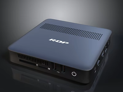 RDP Dark Blue Mini PC With Multiple Ports Ventilation Grilles And Power Button 3d model