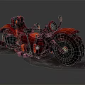 Red Motorcycle With Large Wheels Unique Design And Black Accents Details
