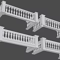 White Decorative Railing Design With Baluster Structure For Balcony And Staircase 3d model