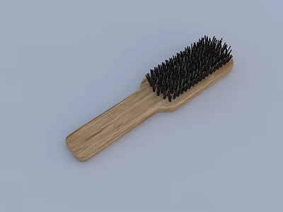 High Quality Practical Wooden Handle Bristle Brush With Black Bristles For Daily Living 3d model