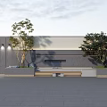 Courtyard flowing water view wall 3d model