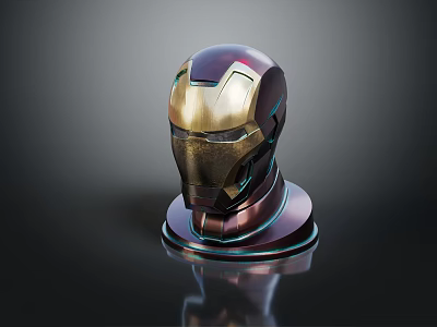 Iconic Iron Man Helmet With Metallic Red And Gold Shiny Detailed Design For Fans 3d model