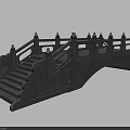 Black Traditional Chinese Bridge With Ornate Railings And Stone Steps Architectural Design