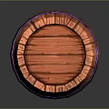 Wooden Barrel With Purple Hoop Bands And Visible Natural Wood Grain Texture