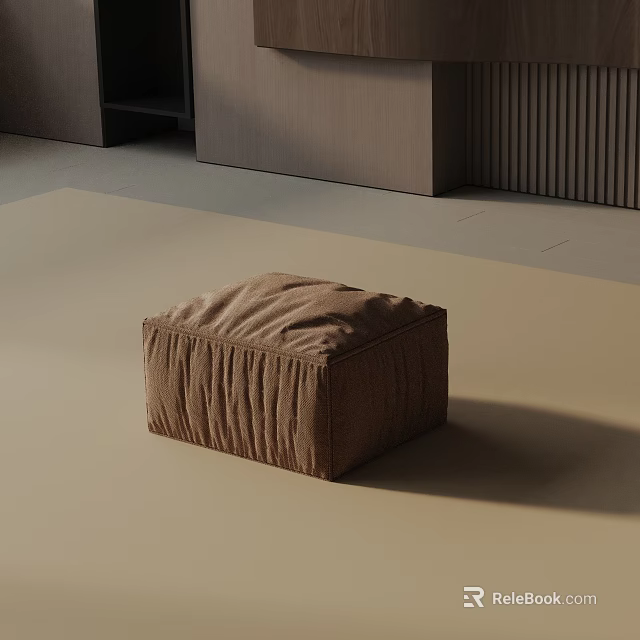 Minimalist Brown Square Upholstered Soft Side Table For Modern Home Living Space 3d model 