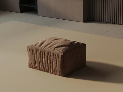 Minimalist Brown Square Upholstered Soft Side Table For Modern Home Living Space 3d model