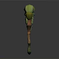 Fantasy Character And Mythical Creature With Green Spiral Body Yellow Accents Wooden Leg Eye Dots
