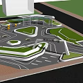 Modern Urban Park Landscape With Green Lawns Winding Paths And Recreational Areas