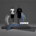 Modern China Tax Exhibition Stand With Two Mannequins And Curved Structure