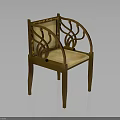 Classic Carved Wooden Chair With Intricate Backrest Armrests And Light Upholstered Seat