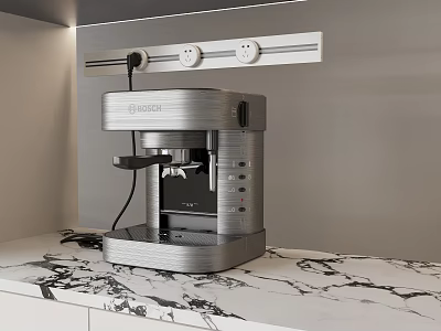 Modern Kitchen Countertop With Sleek Stainless Steel Coffee Machine On Marble Surface 3d model