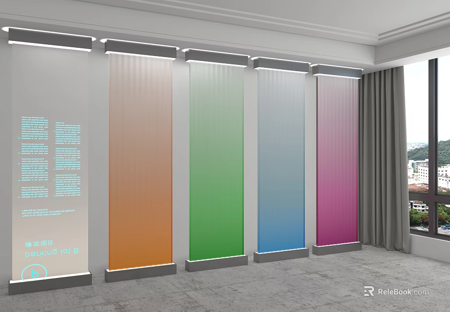 Colorful Room Dividers In Modern Interior Design With Various Colored Panels 3d model