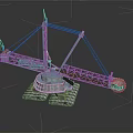 Blue Heavy Duty Tracked Crane With Large Boom And Crawler Base