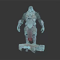 Armored Warrior Character With Biomechanical Creature Inspired Spiked Armor And Weapon