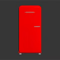 Red Vintage Style Refrigerator With Classic Design And Retro Appearance