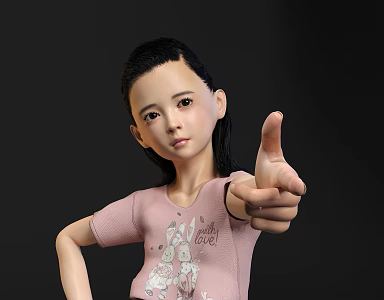 Modern Girl Chinese Little Girl 3d model