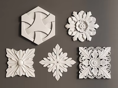 Intricate Decorative Carvings In Various Shapes For Elegant Wall Decor 3d model
