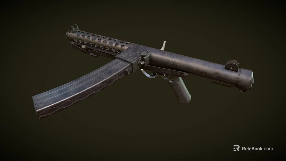 3D Rendered Military Submachine Gun With Black Metal Finish And Detachable Magazine Grip 3d model 