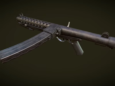 3D Rendered Military Submachine Gun With Black Metal Finish And Detachable Magazine Grip 3d model