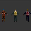 Men in Work Uniforms with Safety Helmets and Colored Reflective Vests Standing