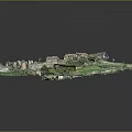 Architectural Model of Village Community With Residential Buildings Curved Roads and Green Spaces