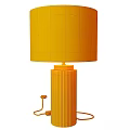 Stylish Modern Table Lamp With Beige Linen Shade White Ribbed Ceramic Base And Golden Accent