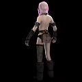Female Game Character With Pink Gradient Hair Chainmail Outfit And Backless Design