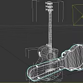 Acoustic Musical Instruments and Art Supplies Display With Wooden Guitar Black Case and Paint Brushes