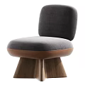 Modern Upholstered Single Chair With Patterned Fabric And Wooden Cone Legs