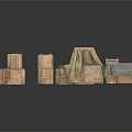 Wooden Storage Boxes And Small Ladder Covered With Cloth For Home Organization