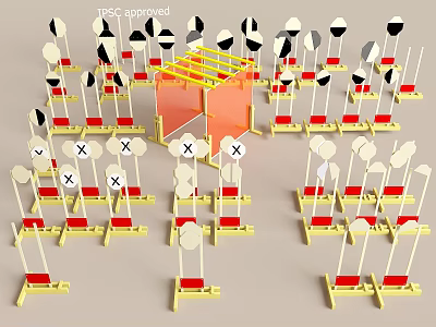 TPSC Approved Sports Training Equipment With Agility Markers Multi Shaped Tops And Red Yellow Bases 3d model