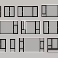 Various Modern Window Designs With Black Frames And Glass Panes 3d model