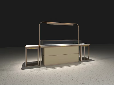 Minimalist Display Shelf With Glass Case Metal Frame And Lighting For Retail Space 3d model