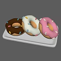 Delicious Assorted Chocolate White Pink Donuts With Colorful Sprinkles On White Plate