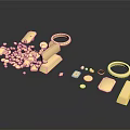 Golden Decorative Metallic Lifestyle Accessories With Various Shapes Rings Blocks Beads And Round Pieces