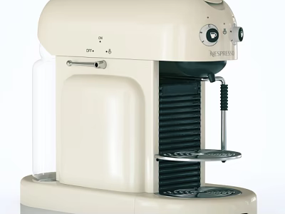 Cream Colored Retro Modern Espresso Coffee Machine with Classic Controls and Lever 3d model