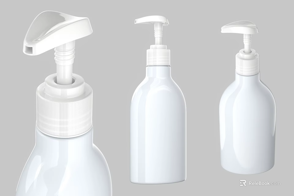 White Bathroom Accessories Dispenser Pump Bottles With Modern Design For Bathroom Use 3d model 