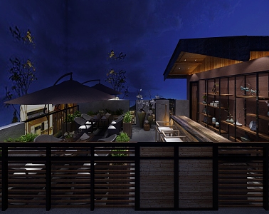 New Chinese Night View Terrace 3d model