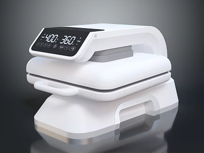 White Modern Office Appliance with Digital Display and Sleek Compact Design for Efficient Workplace Use 3d model