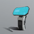 Interactive Digital Terminal With Blue Touchscreen Interface And White Black Stand