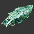 Futuristic Teal Spaceship Model With Detailed Structure For Cosmic Exploration And Space Travel