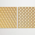 Golden Geometric Carved Patterns On Decorative Square Panels With Different Designs 3d model