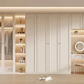 Modern Luxury Wardrobe Interior Design With Glass Doors Open Closet And Vanity Lights