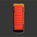 Vintage Yellow Bus With Red Roof And Metal Rack