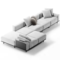 Casual Sofa Set With Modular Design Gray Fabric Plush Pillows And Wooden Legs